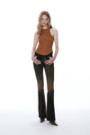 OUDE WAAG 25 Early Autumn Washed Stretch Denim Flared Pants OW-OW-25PF-PT05C1BL094-HZ Black Brown